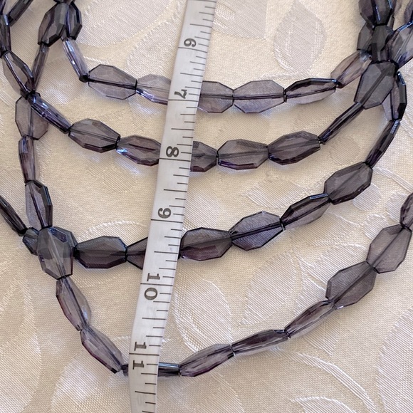 Pearl Luster plated glass clear bead 4 strands polygon gray 14-16-18-22 long - Picture 7 of 12